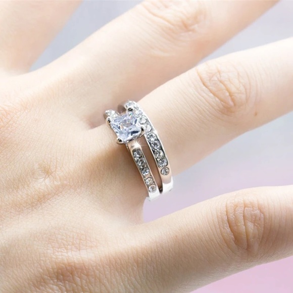 New 925 Silver 2pc /set Diamond 💍 Ring - Picture 2 of 2